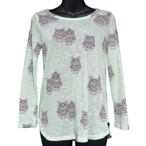 Mudd Mint Green Owl Pullover Close-Knit Sweater Girl’s 10
